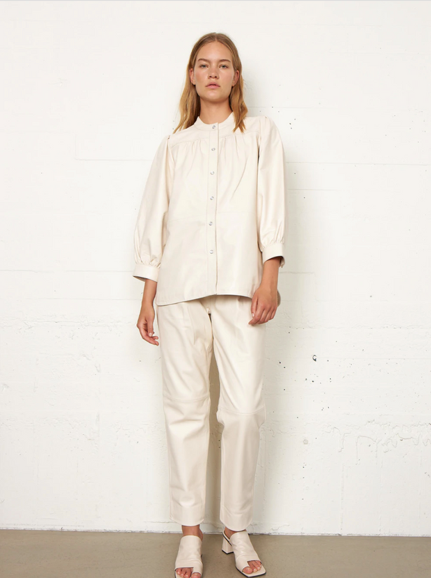 Trousers INDIA Leather Pearled Ivory